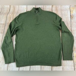 Mens Bonobos Green 1/4 Zip Sweater Size Medium Cotton & Cashmere